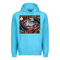 Ocean Blue American eagle Premium Hoodie - CowhideDigitalArt