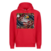 Red American eagle Premium Hoodie - CowhideDigitalArt
