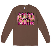 Chestnut Faith over fear  Breast Cancer Awareness Long Sleeve Tee - FaDigitalArtStudio
