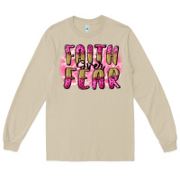 Mushroom Faith over fear  Breast Cancer Awareness Long Sleeve Tee - FaDigitalArtStudio