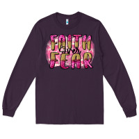 Plum Faith over fear  Breast Cancer Awareness Long Sleeve Tee - FaDigitalArtStudio