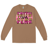 Toasted Coconut Faith over fear  Breast Cancer Awareness Long Sleeve Tee - FaDigitalArtStudio