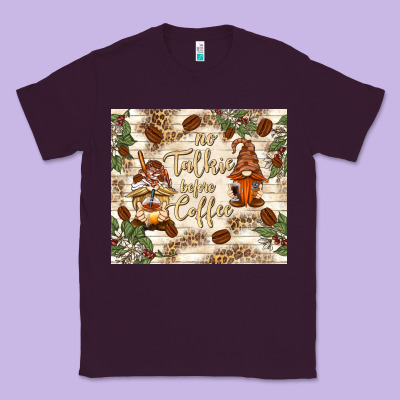 No Talkie Before Coffee With Gnomies Classic Tee Designed By Tumblerdesignbyshophia