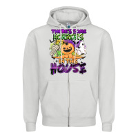 Dove Grey theres some horrors in this house Zipper Hoodie - BarkalooDesign