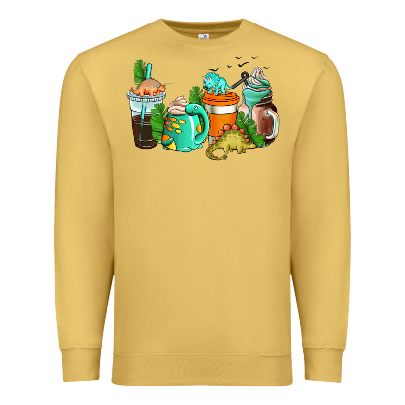 Dinosaur Coffee Cups Premium Sweatshirt by AdoDesignShop | Teevron