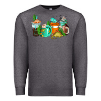 Charcoal Heather dinosaur coffee cups Premium Sweatshirt - AdoDesignShop