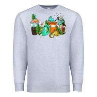 Heather Grey dinosaur coffee cups Premium Sweatshirt - AdoDesignShop