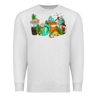 Oatmeal Heather dinosaur coffee cups Premium Sweatshirt - AdoDesignShop
