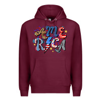 Burgundy America Premium Hoodie - CowhideDigitalArt