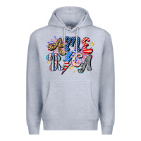 Heather Grey America Premium Hoodie - CowhideDigitalArt