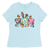 Baby Blue Happy Easter Day teeth Ladies Tee - HowdyJamesFarm