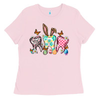 Bubblegum Pink Happy Easter Day teeth Ladies Tee - HowdyJamesFarm