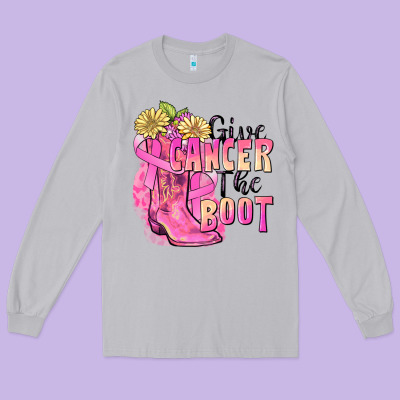 Give Cancer The Boot Long Sleeve Tee Designed By Fadigitalartstudio