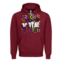 Burgundy trick or teeth Zipper Hoodie - BarkalooDesign