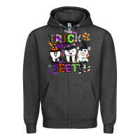 Charcoal Heather trick or teeth Zipper Hoodie - BarkalooDesign
