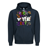 Navy trick or teeth Zipper Hoodie - BarkalooDesign