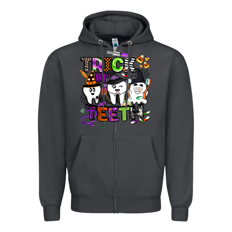Trick Or Teeth Zipper Hoodie by BarkalooDesign | Teevron