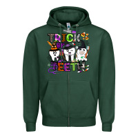 Sports Green trick or teeth Zipper Hoodie - BarkalooDesign