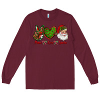 Burgundy peace love santa Long Sleeve Tee - RanaPortraitStore