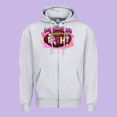 Together We Fight Football Zipper Hoodie Designed By Barkaloodesign