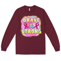 Burgundy brave and strong cancer Long Sleeve Tee - FaDigitalArtStudio