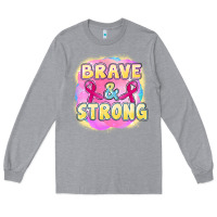 Heather Grey brave and strong cancer Long Sleeve Tee - FaDigitalArtStudio