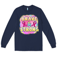 Navy brave and strong cancer Long Sleeve Tee - FaDigitalArtStudio