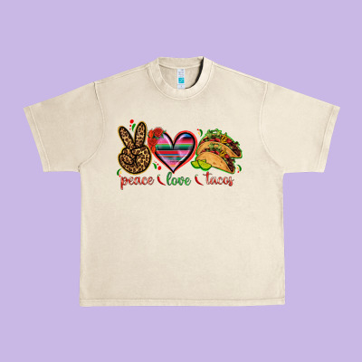 Peace Love Tacos Mexico Urban Heavy Tee Designed By Howdyjamesfarm