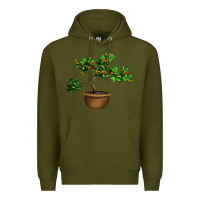Army Green Guava Tree Bonsai Illustrations Premium Hoodie - LillyAllenDesigns