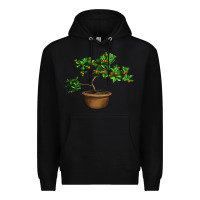 Black Guava Tree Bonsai Illustrations Premium Hoodie - LillyAllenDesigns