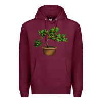 Burgundy Guava Tree Bonsai Illustrations Premium Hoodie - LillyAllenDesigns