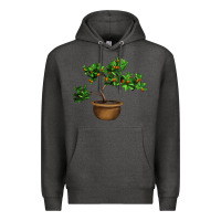 Charcoal Heather Guava Tree Bonsai Illustrations Premium Hoodie - LillyAllenDesigns