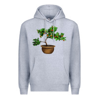 Heather Grey Guava Tree Bonsai Illustrations Premium Hoodie - LillyAllenDesigns