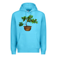 Ocean Blue Guava Tree Bonsai Illustrations Premium Hoodie - LillyAllenDesigns