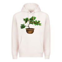 Pale Pink Guava Tree Bonsai Illustrations Premium Hoodie - LillyAllenDesigns