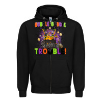 Black kids halloween hubble bubble here comes trouble Zipper Hoodie - BarkalooDesign