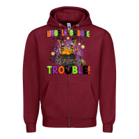 Burgundy kids halloween hubble bubble here comes trouble Zipper Hoodie - BarkalooDesign