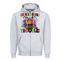 Heather Grey kids halloween hubble bubble here comes trouble Zipper Hoodie - BarkalooDesign