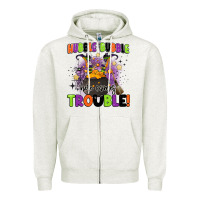 Oatmeal Heather kids halloween hubble bubble here comes trouble Zipper Hoodie - BarkalooDesign