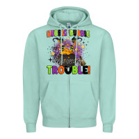 Seafoam kids halloween hubble bubble here comes trouble Zipper Hoodie - BarkalooDesign