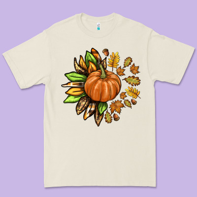 Fall Sunflower With Pumpkin Premium Tee Designed By Texasbilliewilder