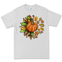 Dove Grey Fall Sunflower with Pumpkin Premium Tee - texasbilliewilder