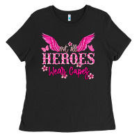 Black Not all heroes wear capes Cancer Awareness Ladies Tee - HowdyJamesFarm