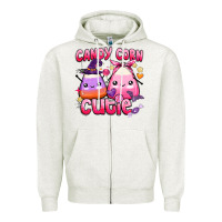 Oatmeal Heather candy corn cutie Zipper Hoodie - BarkalooDesign