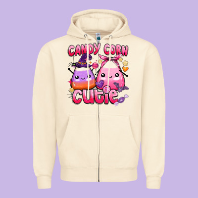 Candy Corn Cutie Zipper Hoodie Designed By Barkaloodesign