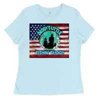 Baby Blue daddy's little fishin buddy Ladies Tee - TumblerDesignByShophia