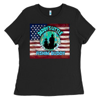 Black daddy's little fishin buddy Ladies Tee - TumblerDesignByShophia