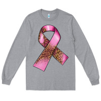 Heather Grey Breast Cancer ribbon Long Sleeve Tee - FaDigitalArtStudio