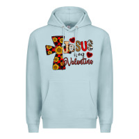 Blue Mist Jesus is My Valentine Cross Premium Hoodie - CowhideDigitalArt
