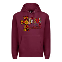 Burgundy Jesus is My Valentine Cross Premium Hoodie - CowhideDigitalArt